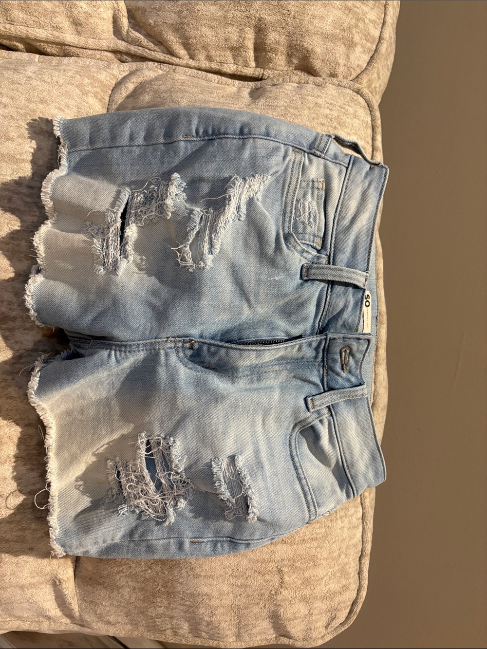 SO Light Blue Distressed Denim Jean Shorts